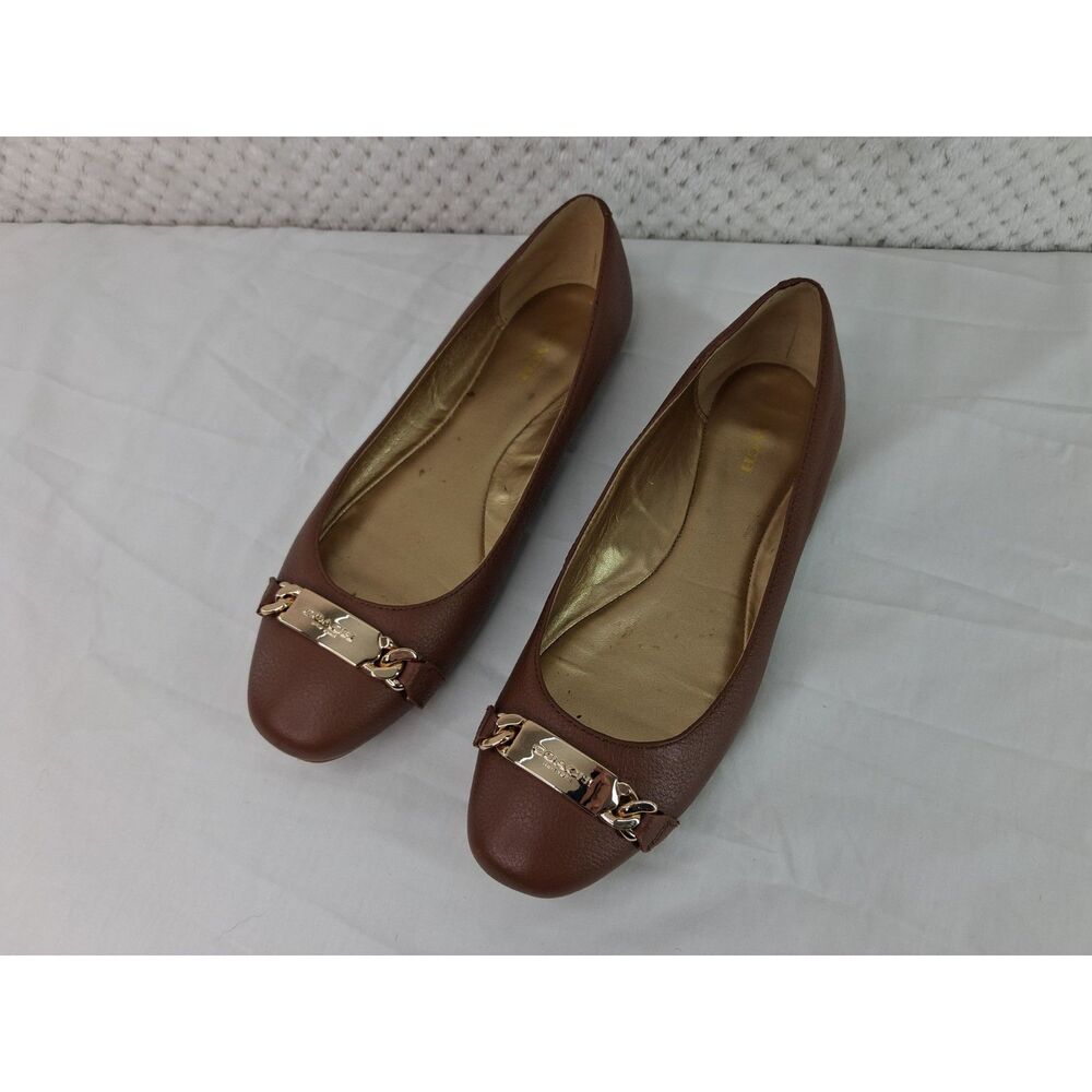 Coach Bianca Pebbled Brown Leather Ballet Flats Women's 8B